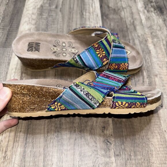 Muk Luks Shoes - Muk Luk Women’s Slip On Multicolor Cork Sandals No Size